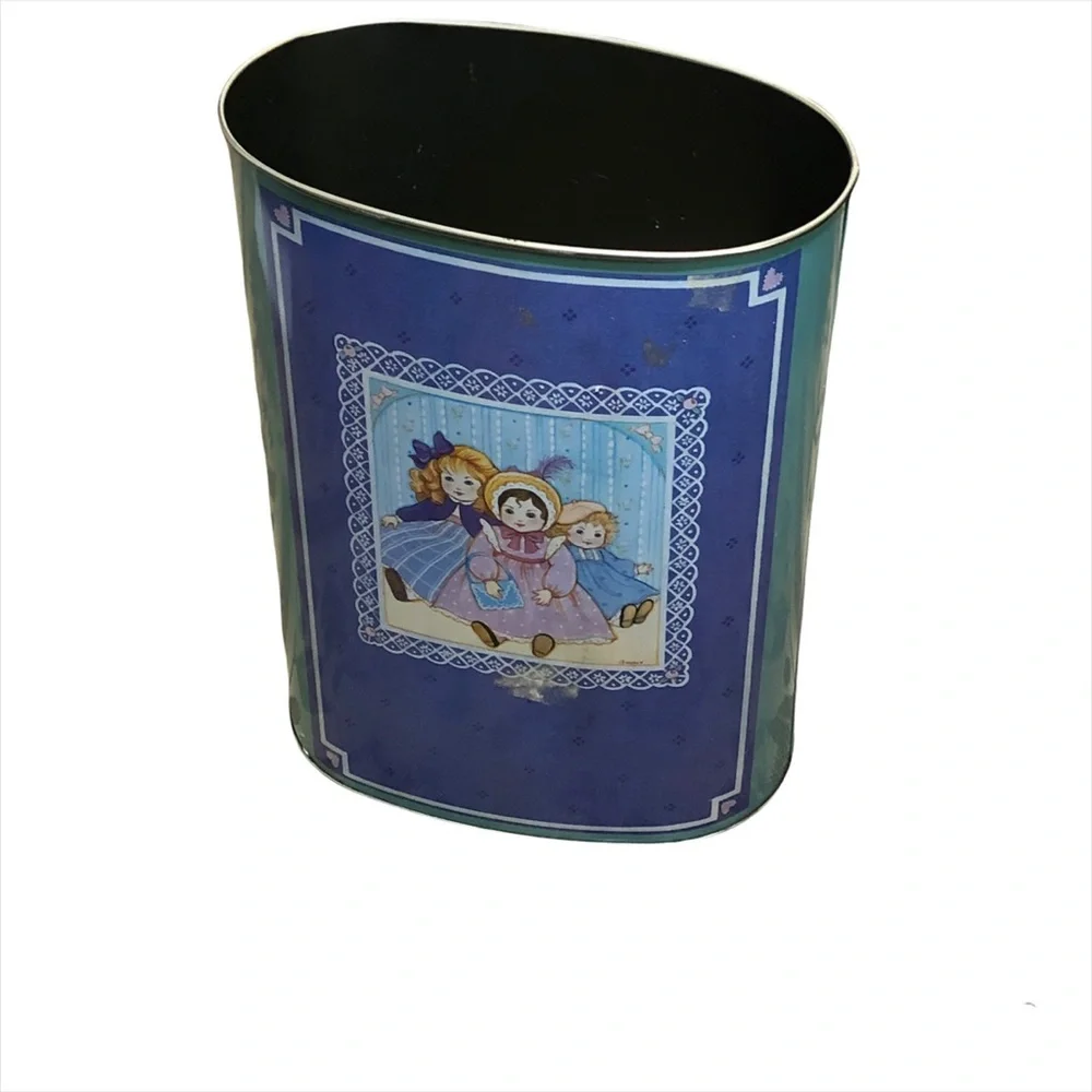 Tin Metal Oval Waste Basket Trash Can Girls’ Art Print -Ginny